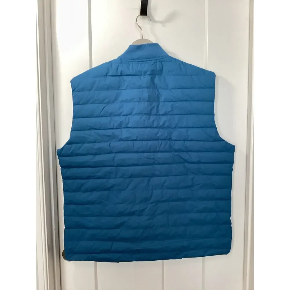 J. Crew Mens Performance Full Zip Quilted Puffer Vest Jacket Outdoors Blue SZ XL